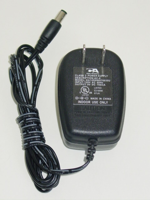 NEW Cyberg Acoustics AC-8 AC Adapter KA12D090070035U 9V 700mA - Click Image to Close